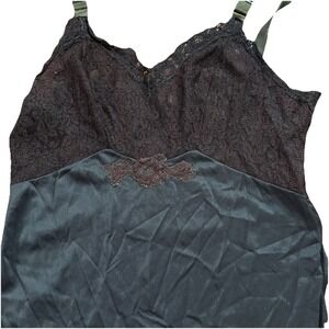 Vintage Baroness Lingerie Black Full Slip Dress Short Size Small Lace Adjustable